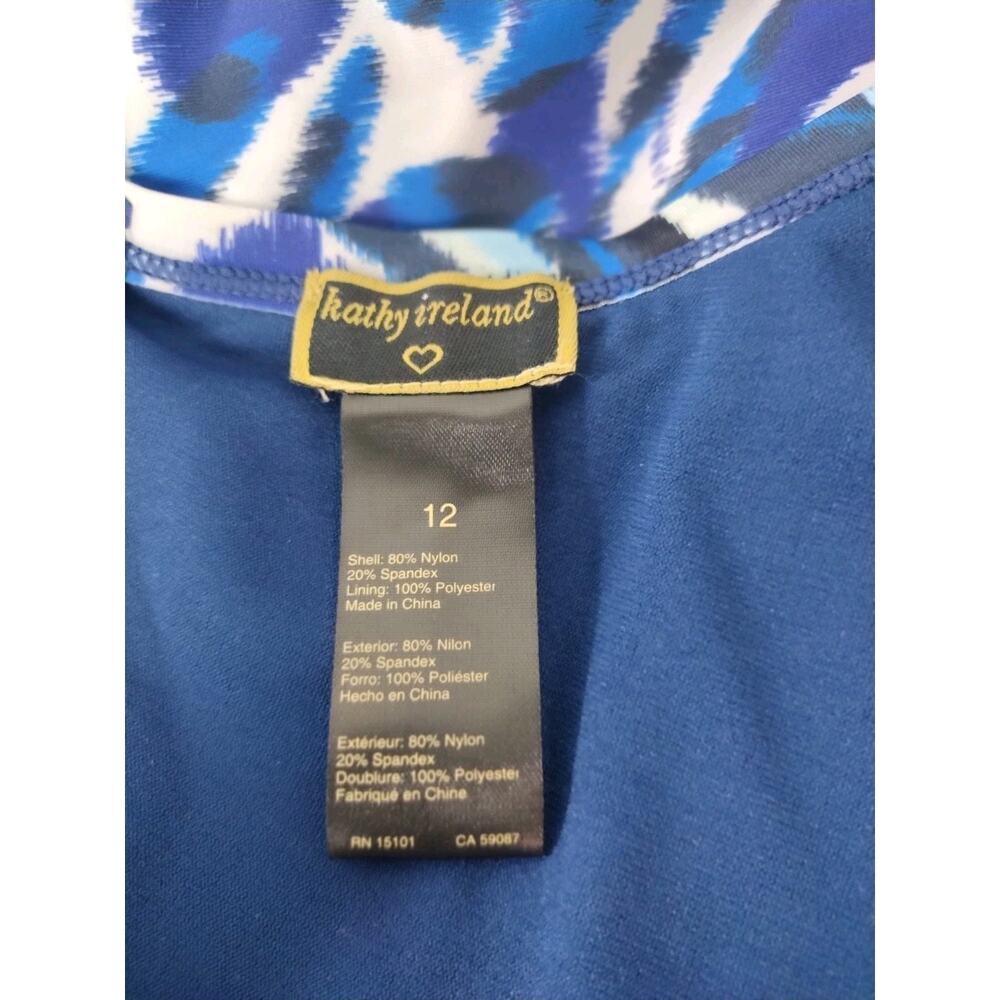 Kathy Ireland Blue Swimsuit One Shoulder Ruffle Size 12 NWTS - Picture 5 of 6